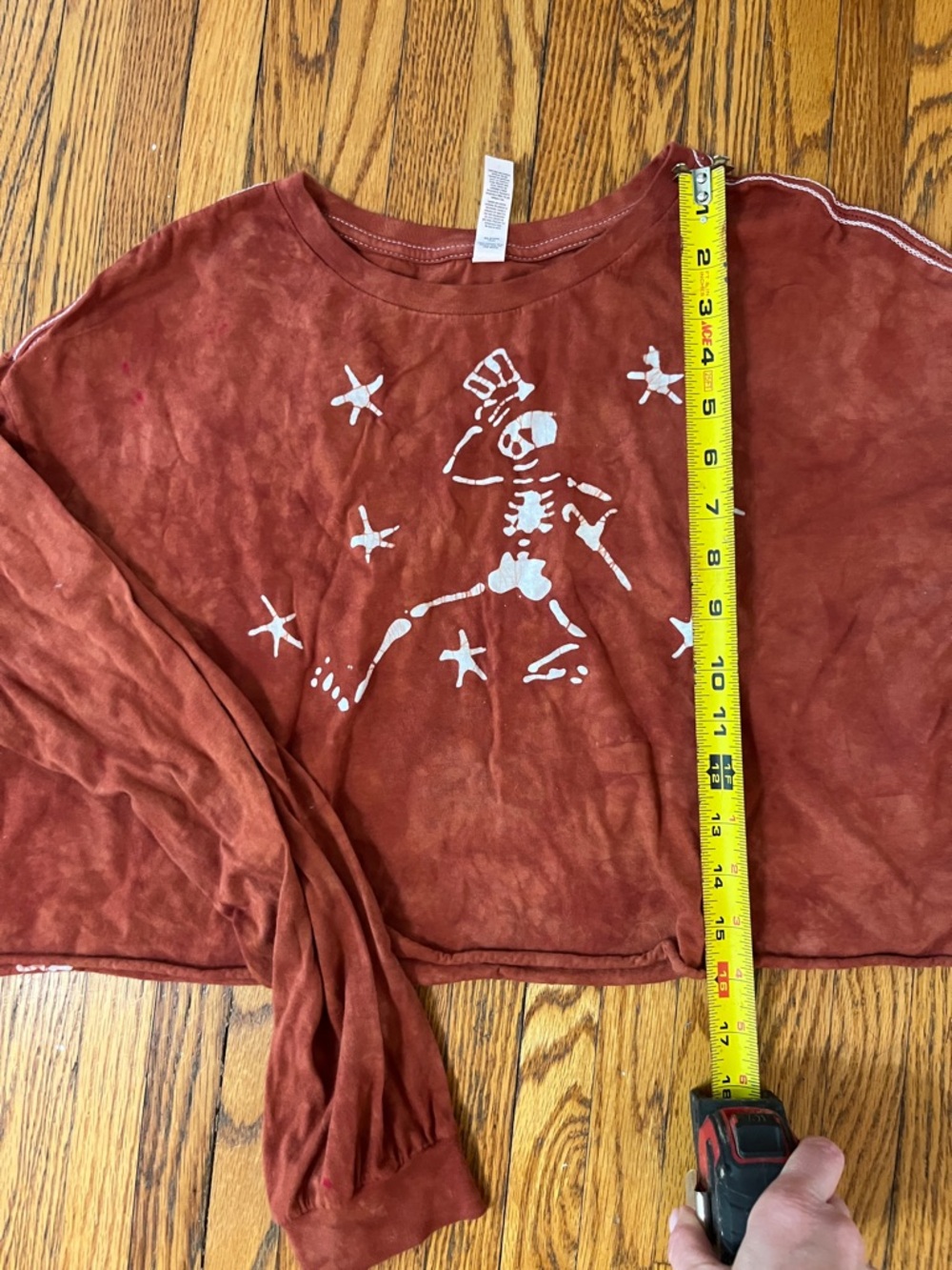 Grateful Dead Bella Canvas Rust Red Long-Sleeve Cropped Tee
